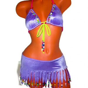 Kandi Beaded Lavender Fringe Rave Festival Set 💜​​​​​​​​​